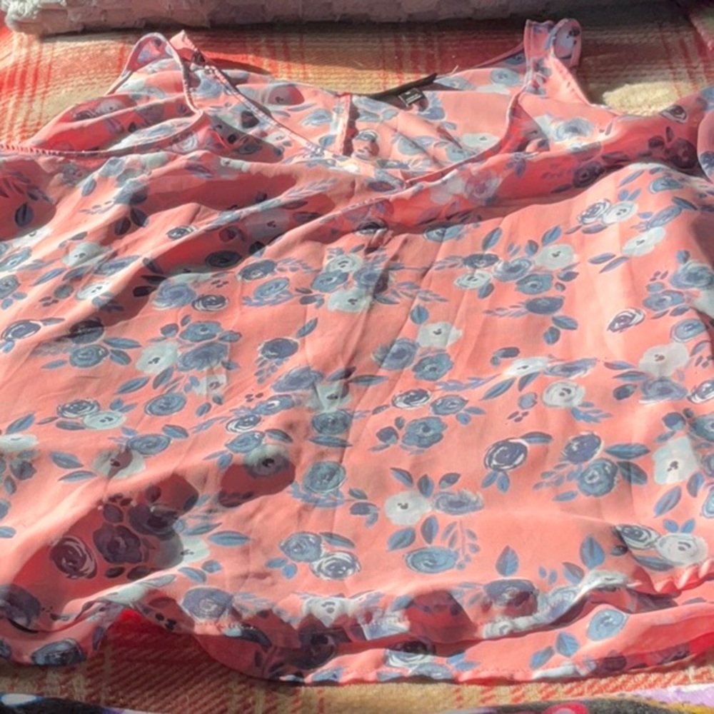 Floral Pink and Blue Women's Top